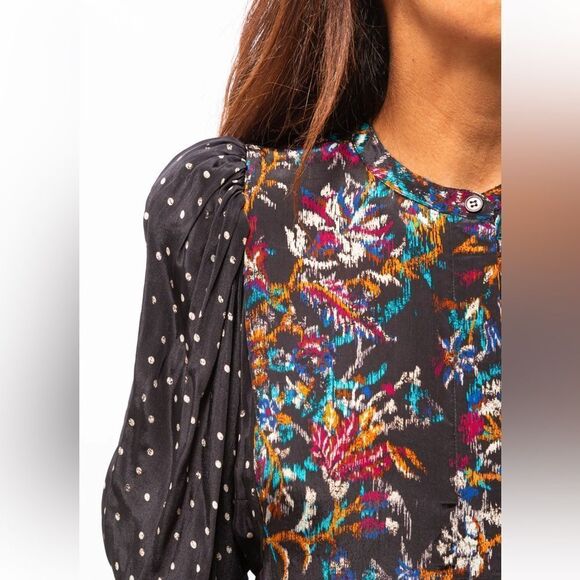 NEW Maria Cher Jujuy Cora Silk Blouse Black Dahlia Size XS - Picture 4 of 11